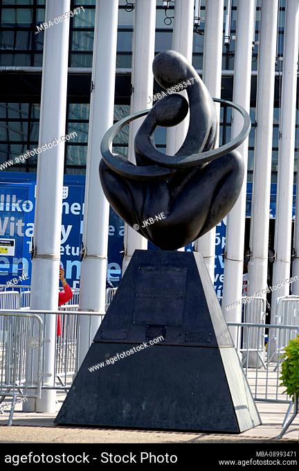 France, Alsace, Strasbourg, European Parliament, Sculpture, Europe a Coeur, (Europe has a heart) from Ludmila Tcherina, symbol of the European Union