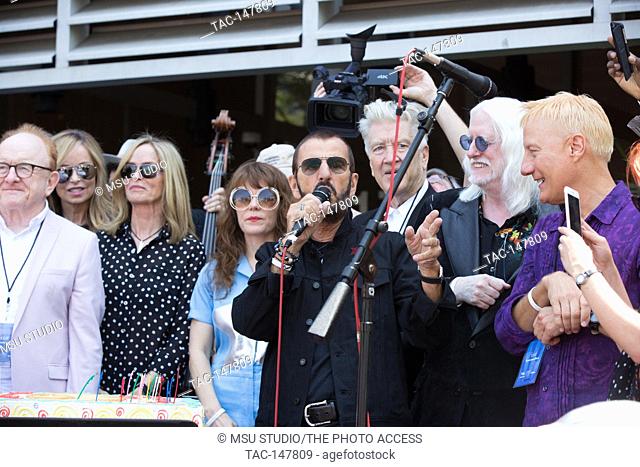 Musician Ringo Starr appears at his 'Peace & Love' 77th birthday celebration at Capitol Records on July 7, 2017 in Hollywood, California