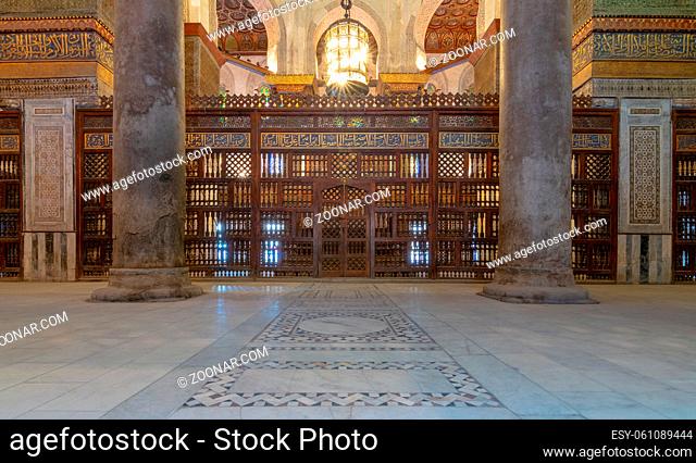 Interior view of the mausoleum of Sultan Qalawun, part of Sultan Qalawun Complex built in 1285 AD, located in Al Moez Street, Cairo, Egypt