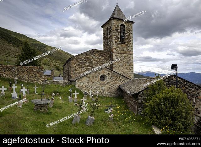 Details and exteriors of the church of Meranges (Cerdanya, Catalonia, Spain, Pyrenees)