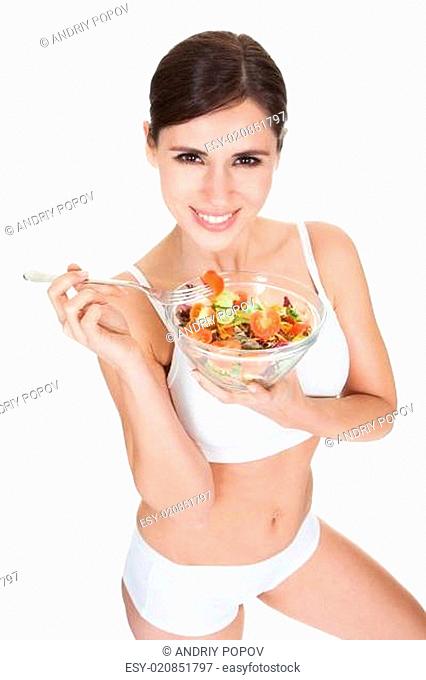 Healthy Woman Eating Salad