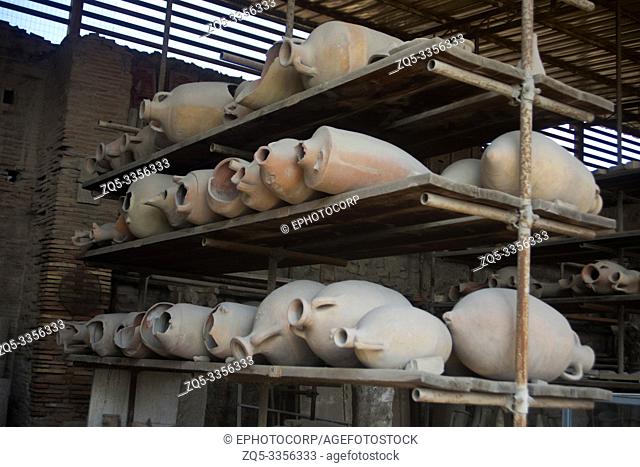 Roman Amphorae recovered from Pompeii during the course of several excavations, Pompeii, Italy