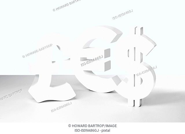 Dollar, Euro and Pound signs on white background