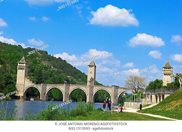 Cahors, Valentre bridge, Pont Valentre, Lot River, Lot departament, Quercy, Via Podiensis, Way of St James, France, Europe