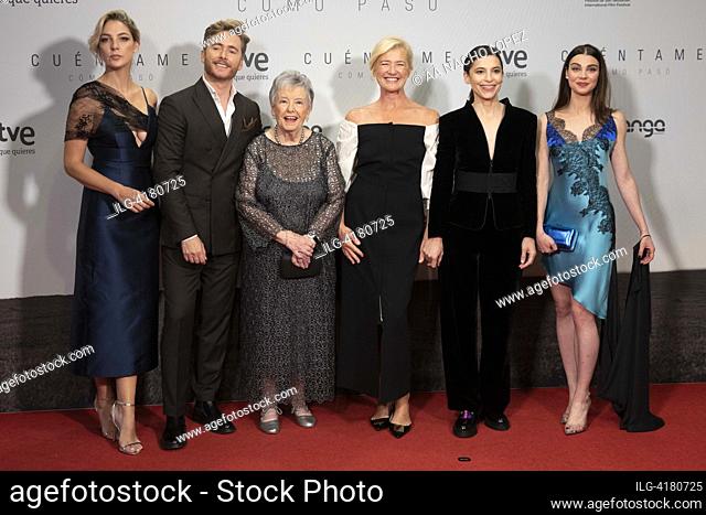 Paloma Bloyd, Irene Visedo, Pablo Rivero, Ana Duato, Maria Galiana and Carmen Climent attended Cuentame Red Carpet during 71st San Sebastian International Film...