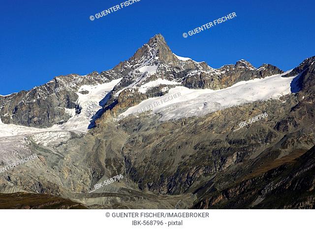Glacier recession, Zinalrothorn, Zermatt Valais Switzerland