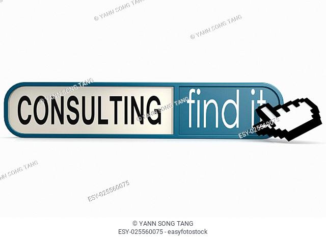 Consulting word on the blue find it banner image with hi-res rendered artwork that could be used for any graphic design