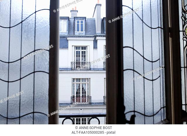 Leaded french window, open