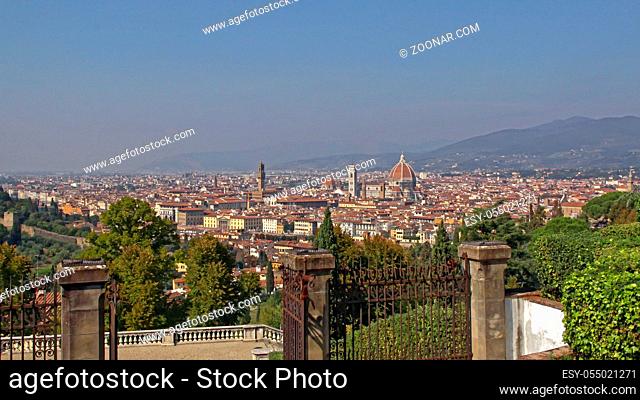Sunny Day Panoramic Cityscape Florence Tuscany Italy