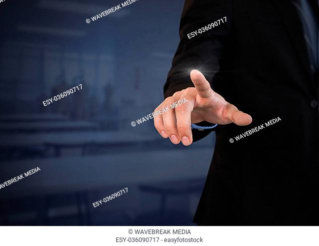 Businessperson touching air glow