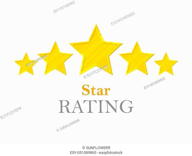 Gold stars rating. Five stars. Sign of high service restaurants, hotels, support and other. Goldstar symbol of achievements and victories