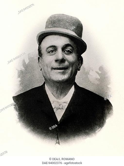 Photographic portrait of Eduardo Scarpetta (Naples, 1853-1925), actor and Italian dialect playwright.  Naples, Biblioteca Nazionale 'Vittorio Emanuele Iii'...