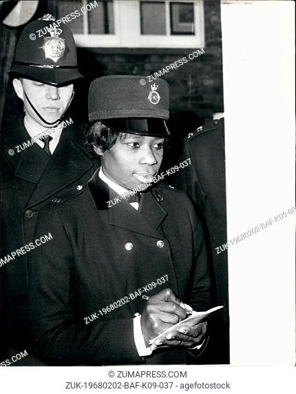 Feb. 02, 1968 - Jamaican Woman joins Police in London. First coloured woman to join Metropolitan Police: The first coloured woman to join the Metropolitan...