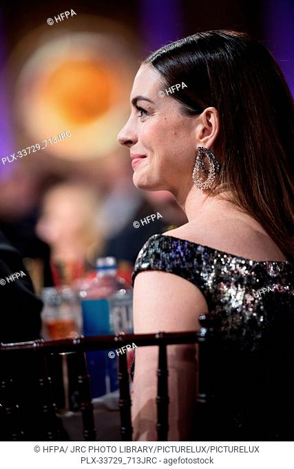 Anne Hathaway attends the 76th Annual Golden Globe Awards at the Beverly Hilton in Beverly Hills, CA on Sunday, January 6, 2019