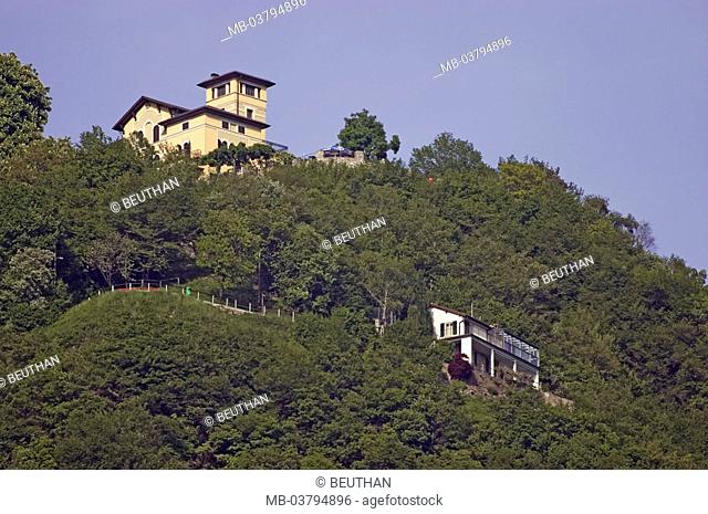 Switzerland, Tessin, Lugano, Monte Bre,  925 m, Bergstation,  Mountain, destination, summits, house, houses, vacation, tourism, outlook mountain