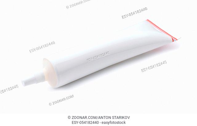 White blank plastic tube isolated on white