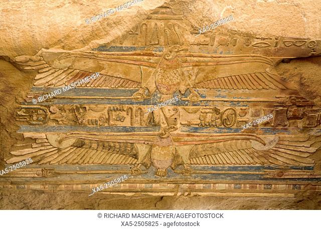Paintings of Vultures on the Ceiling, Temple of Haroeris and Sobeck, Kom Ombo, Egypt
