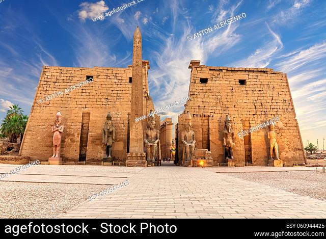 World famous Luxor Temple, view of the main entrance, Egypt