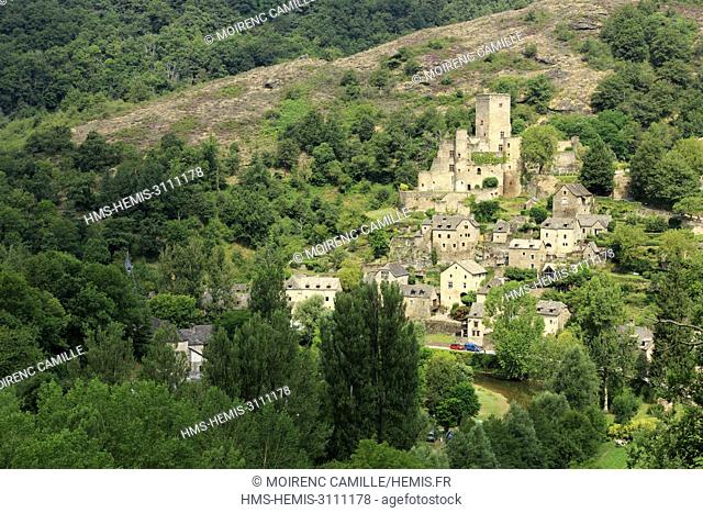 France, Aveyron, Belcastel, and its castle 11th, labelised More Beautiful Villages of France