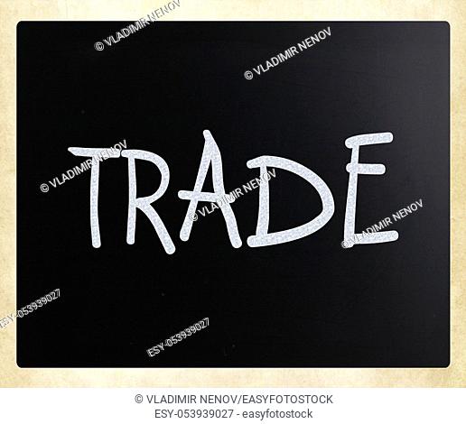 """""Trade"" handwritten with white chalk on a blackboard