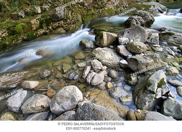 view of a mountain river in ordesa national park Anisclo Valley, Pyrenees, Huesca, Aragon, Spain