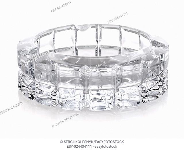 Beautiful glass ashtray isolated on a white background