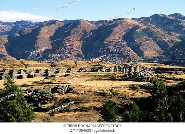 Peru, Cuzco, Sacsayhuaman Inca ruins, landscape