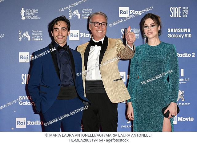Massimo Ghini (C) during the David di Donatello Award red carpet, Rome, ITALY-27-03.2019