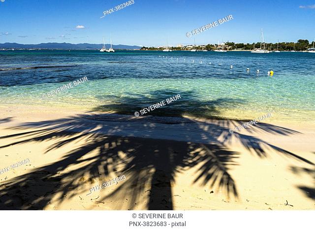 Coconut shadow on a beach, Gosier island, Guadeloupe, France