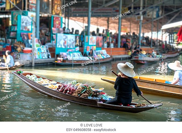 Traditional floating market , Thailand