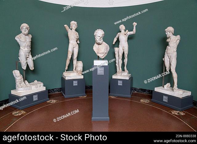 Copenhagen, Denmark - February 16, 2016: Roman and Greek Sculptures in the New Carlsberg Glyptotek