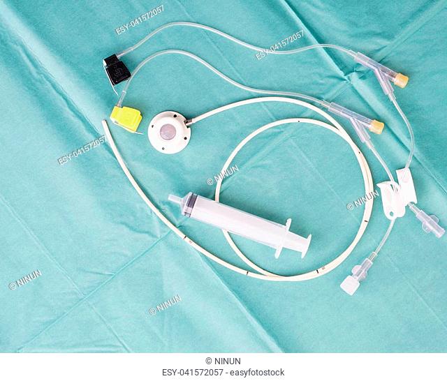 Port a catheter or central venous port insertion, puncture at chest wall to aorta artery a medical device as silicone cartridges