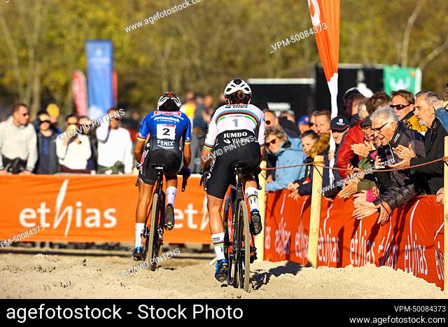 Dutch Ceylin Del Carmen Alvarado and Dutch Marianne Vos pictured in action during the women elite race at the UCI Cyclocross World Cup cyclocross event in...
