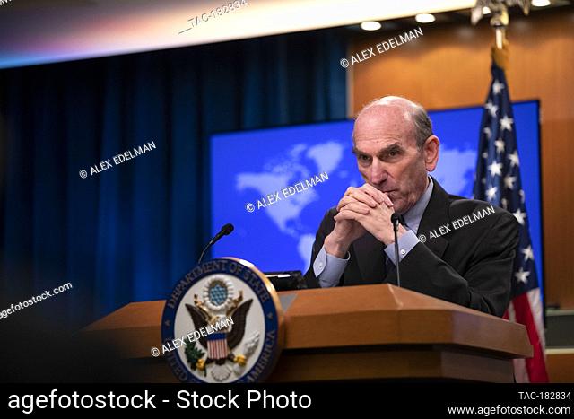 U.S. Special Representative for Venezuela Elliott Abrams speaks with reporters during a briefing at the State Department on June 25, 2019 in Washington, D