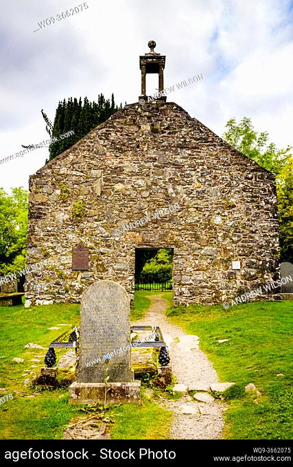 The ruined medieval parsish church at Balquhidder in the Trossachs, Scotland final resting place of Rob Roy McGregor