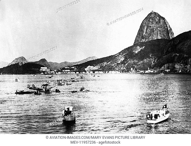 Eleven Savoia Marchetti S-55 Flying Boats Arriving in Rio de Janeiro, Brazil after a Trans-Atlantic Flight from Orbetello, Italy under Command of General Balbo