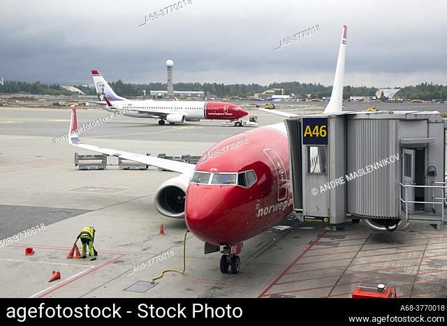 Norwegian at Gardermoen Airport in Oslo. Norway