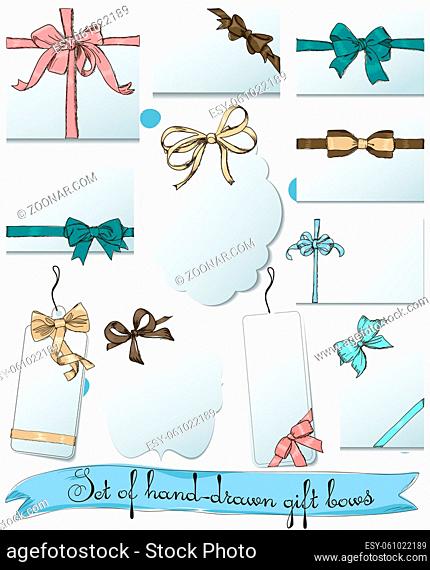 Set of vintage gift bows. Vector illustration EPS8