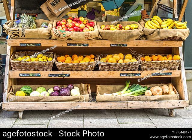 Organic produce on sale at Better Food shop at Wapping Road, Bristol. Avon. England. UK