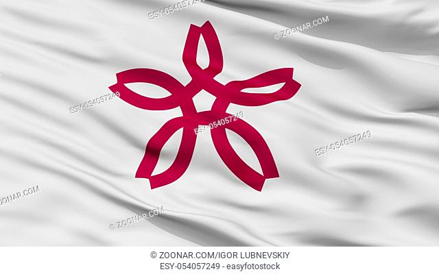 Sakurai City Flag, Country Japan, Nara Prefecture, Closeup View