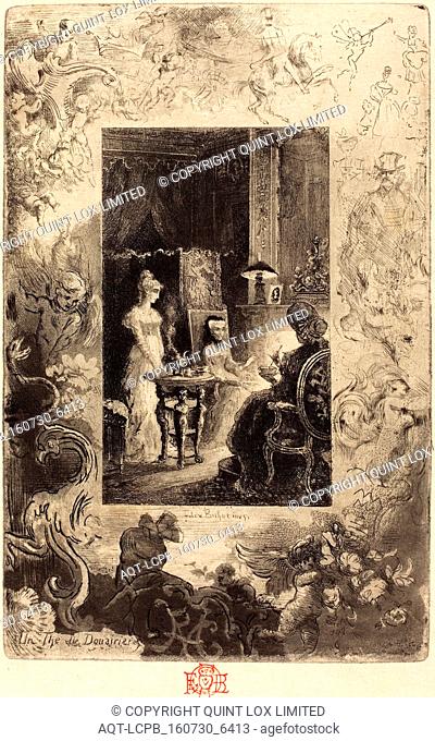 FÃ©lix-Hilaire Buhot (French, 1847 - 1898), Un ThÃ© de DouairiÃ¨res (The Dowagers' Tea Party), 1879-1880, etching, drypoint