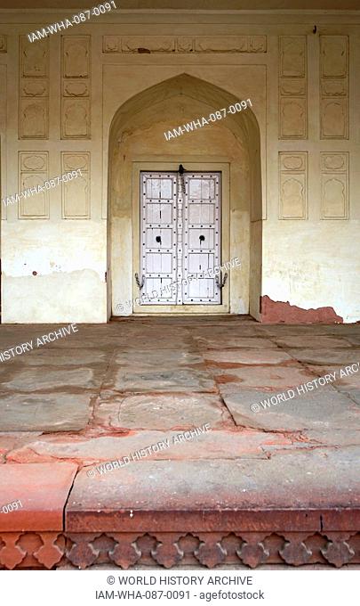 Views of the Agra Fort, the former imperial residence of the Mughal Dynasty, It was used to hold Shah Jahan under house arrest by his son Aurangzeb