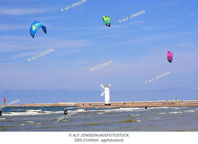 Kitesurfers in Swinoujscie, Poland, Europe