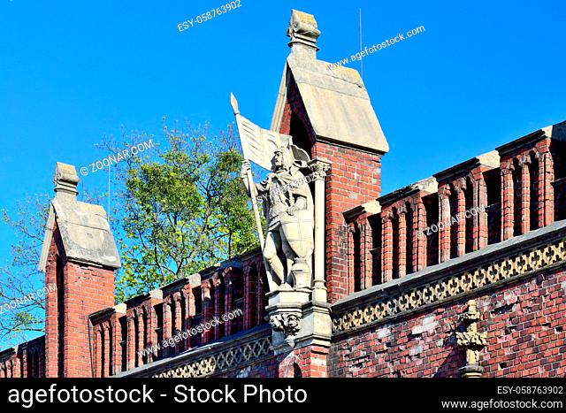 Friedland gate, fortifications of Koenigsberg, neo-gothic 19th century. Kaliningrad, Koenigsberg before 1946, Russia