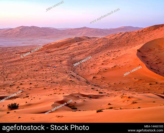 On the road in the dunes of the Rub-al-Khali, Oman
