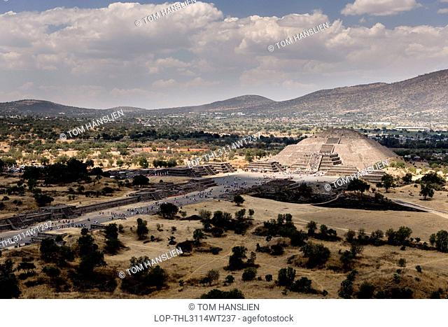 Mexico, Federal District, Mexico City. View from the Pyramid of the Sun at Teotihuacan in Mexico City