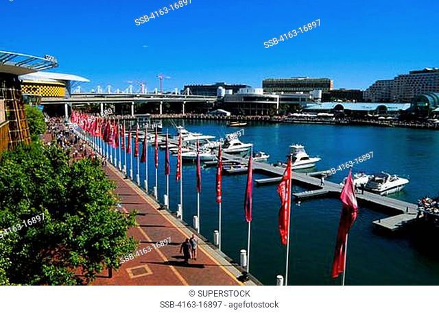 AUSTRALIA, SYDNEY, DARLING HARBOUR, VIEW OF COCKLE BAY WHARF