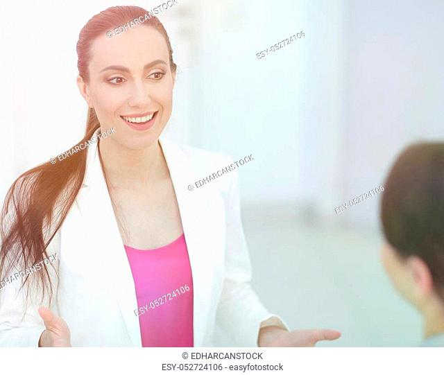 concept of professionalism. professional female Manager talking to a customer