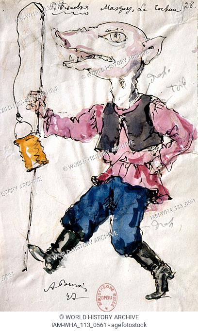 Costume design by Benois, for the Russian Ballet 'Petrushka' 1910-11. The Ballet was composed by Igor Stravinsky. Michel Fokine choreographed the ballet; Benois...