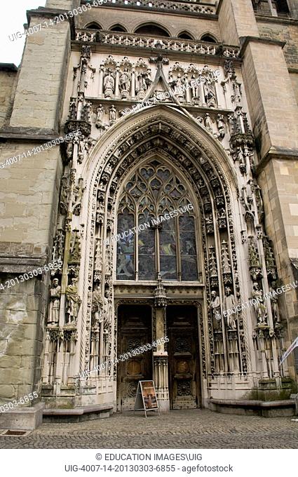 Lausanne, Switzerland, Ornate Cathedral Door